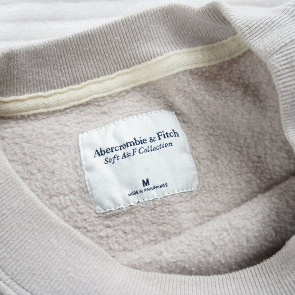 Abercrombie & Fitch Soft AF Embroidered Beige Oatmeal Paris Sweatshirt Size M - Picture 2 of 15